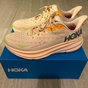 Hoka Athletic Shoes in Cream and Orange